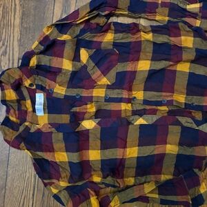 Time and True Flannel kid size 10 Yellow blue red